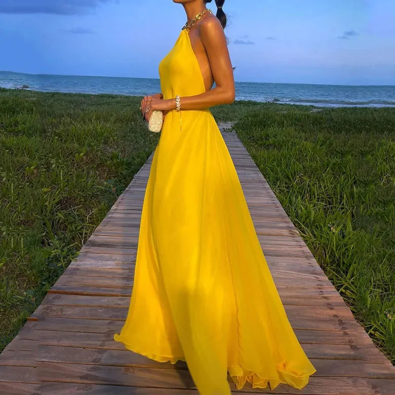 Vestido Longo de Festa sem Alça Clarissa