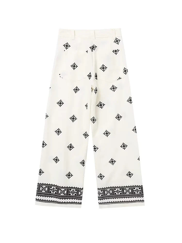 Calça de Linho Bordada Iolanda
