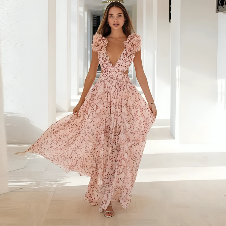 Vestido Floral com Fenda Arabella