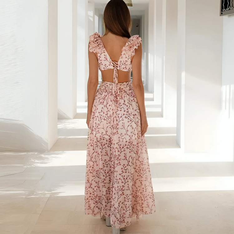 Vestido Floral com Fenda Arabella