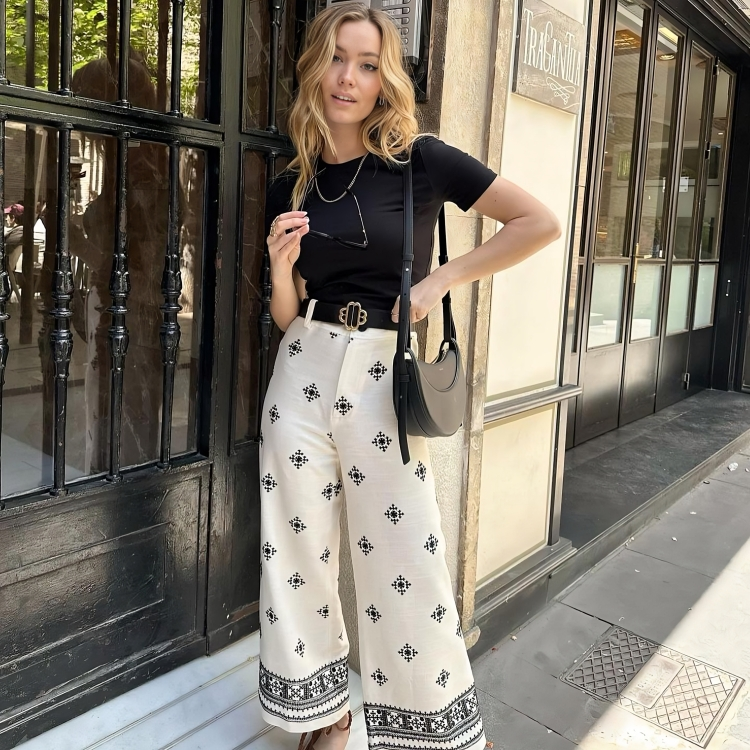 Calça de Linho Bordada Iolanda