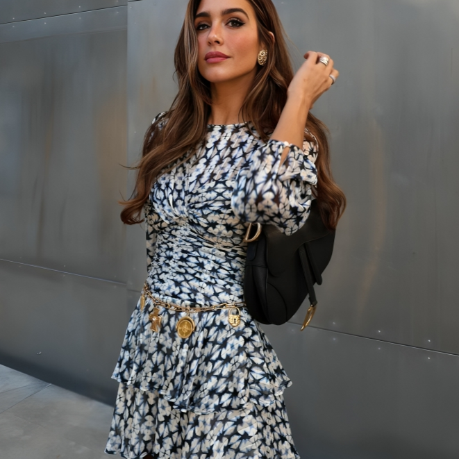 Vestido Curto Estampado Chiffon Cordelia