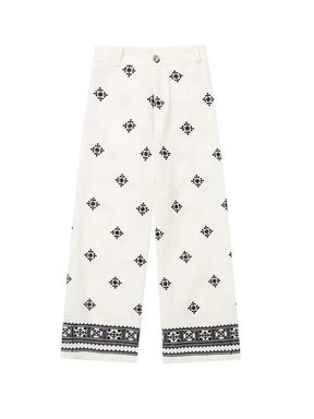 Calça de Linho Bordada Iolanda