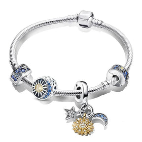 Pulseira Pandora Sol Lua 4 Berloques Brinde