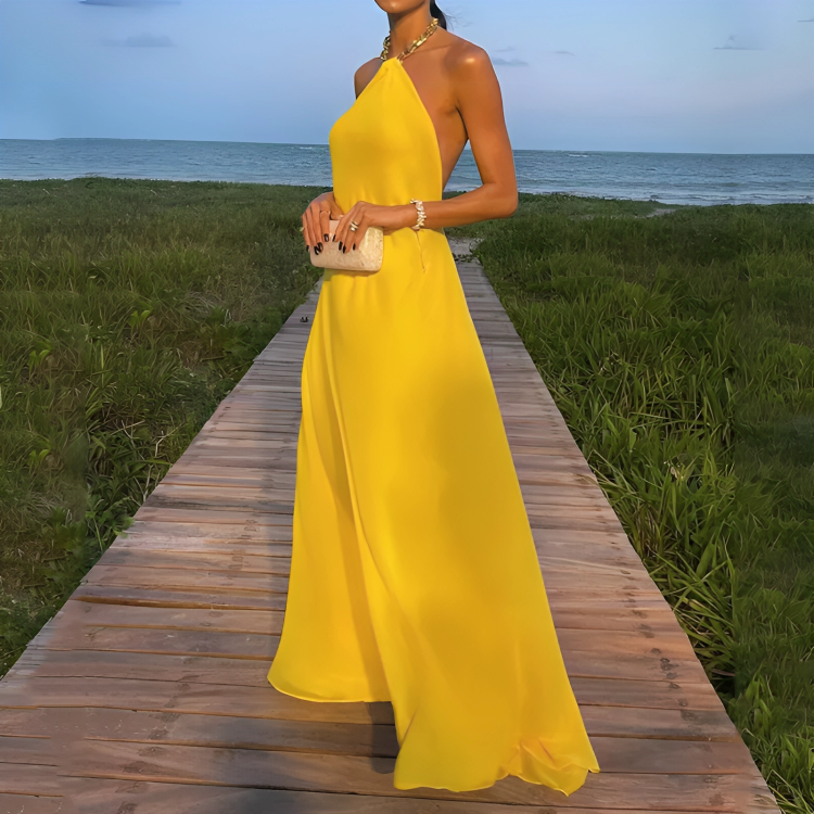 Vestido Longo de Festa sem Alça Clarissa