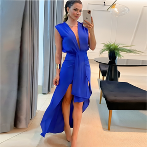 Vestido Aria com Fenda e Decote