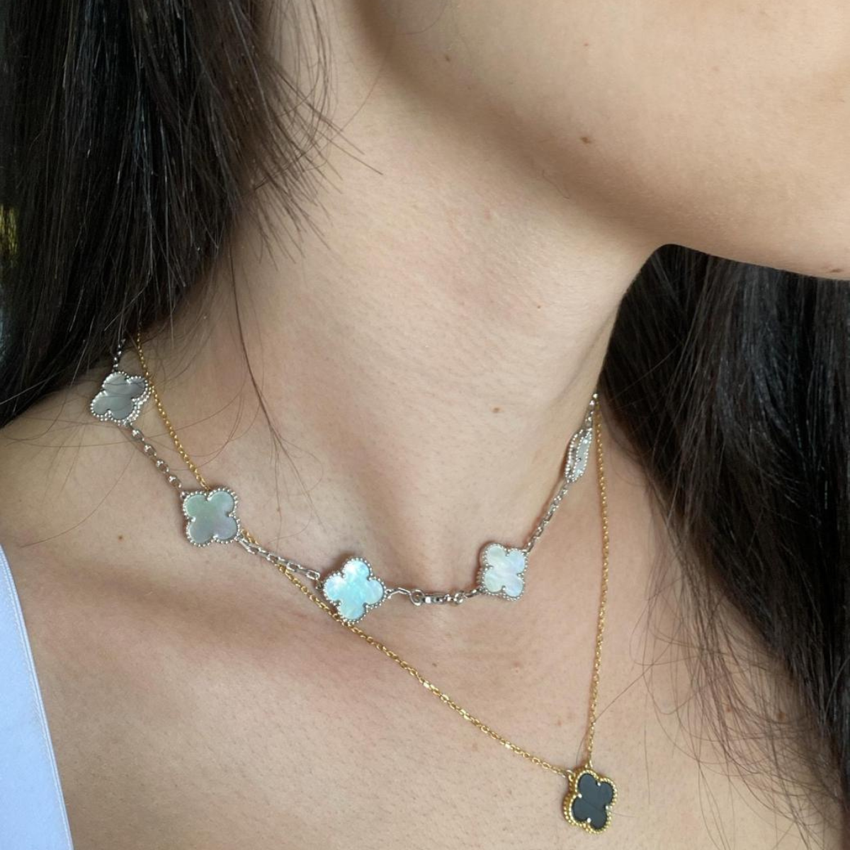 Conjunto Trevo Pulseira, Colar de Brinde